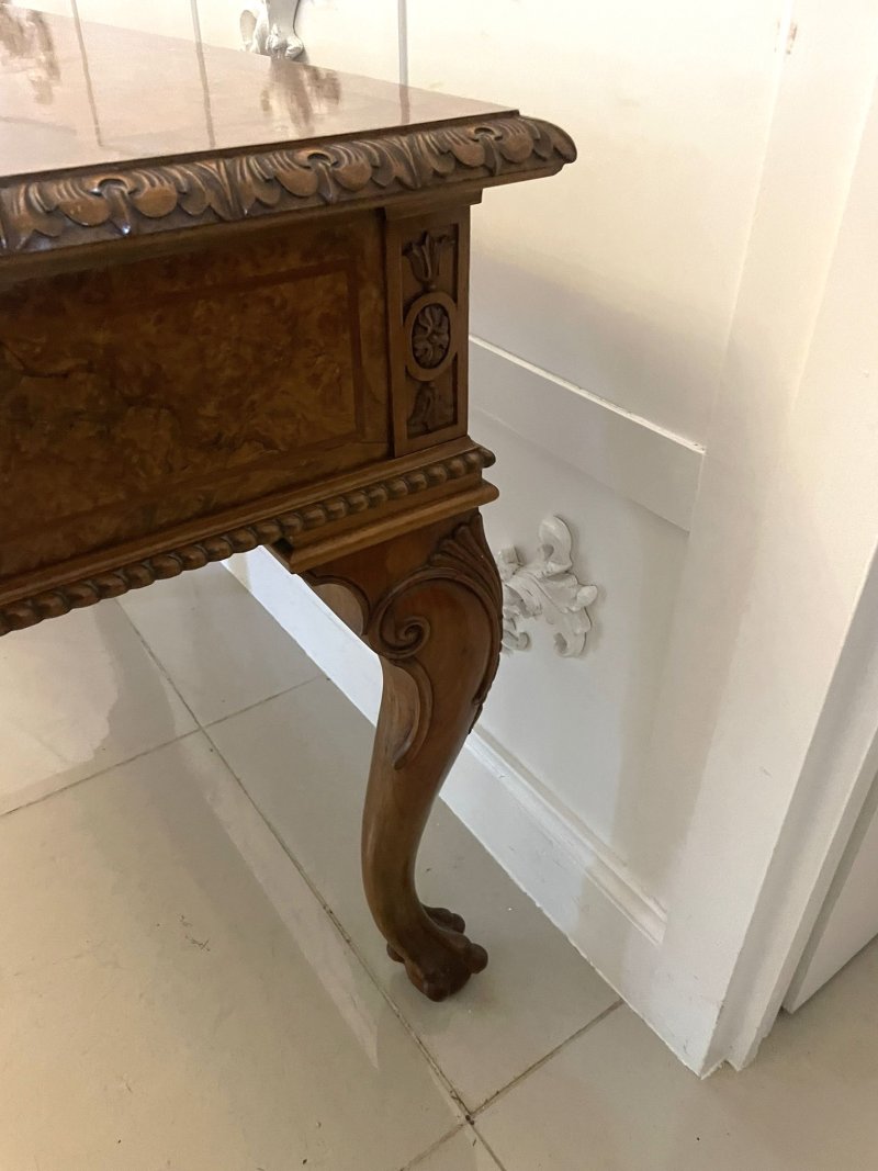 Outstanding Quality Antique Burr Walnut Freestanding Standing Console/Hall Table - Image 17